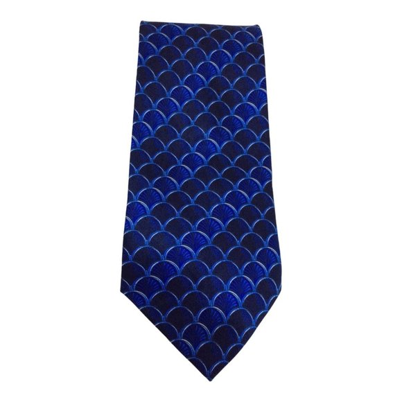 LANVIN PARIS Blue Geometric Silk Tie France 60"/ 3".1/2 EX COND - Picture 7 of 7